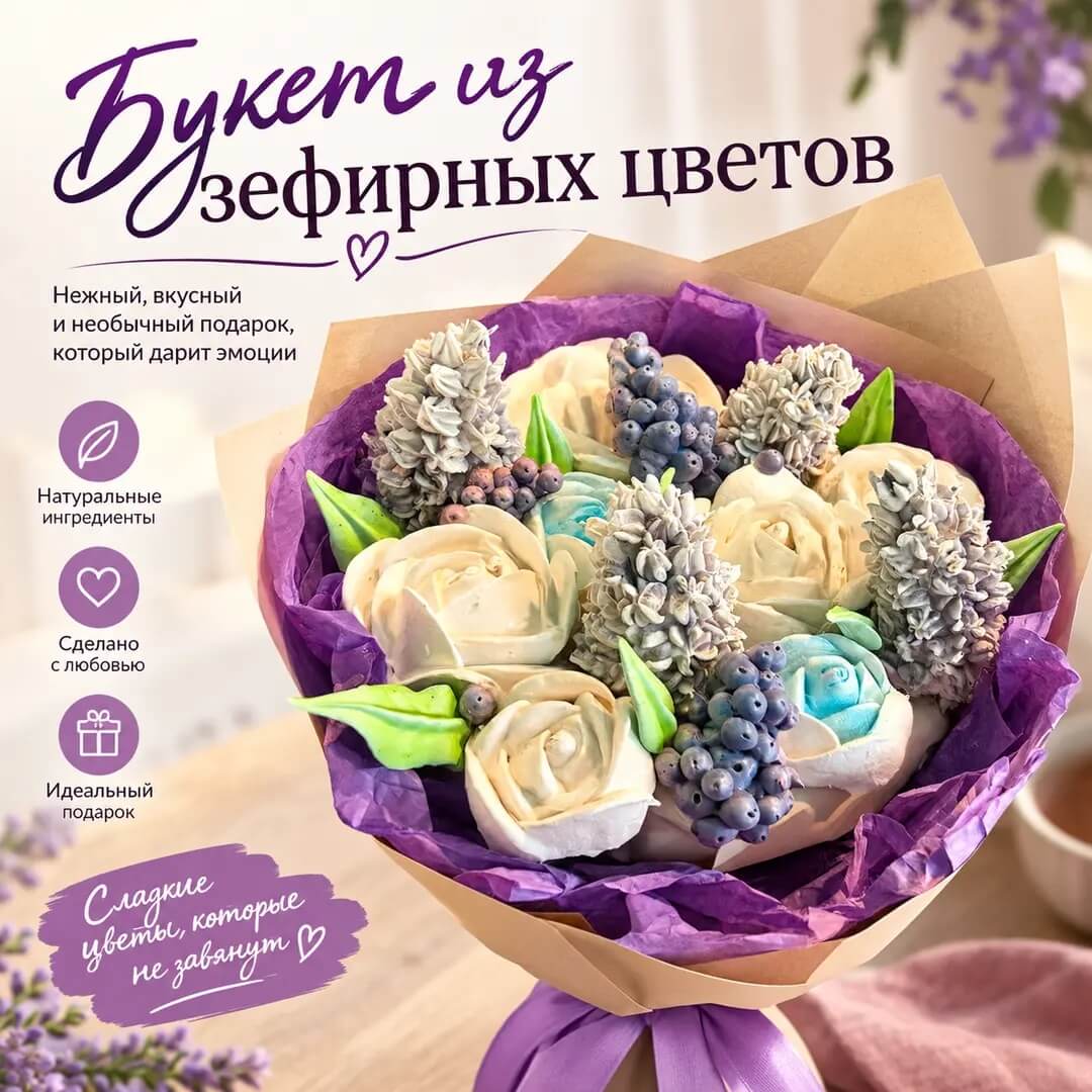 Букет зефирный 15 см
