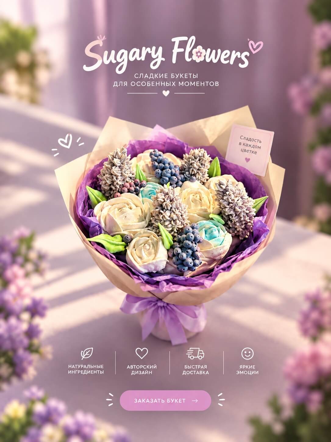 Зефирный букет ручной работы Sugary Flowers